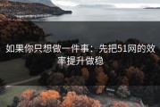 如果你只想做一件事：先把51网的效率提升做稳