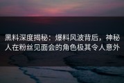 黑料深度揭秘：爆料风波背后，神秘人在粉丝见面会的角色极其令人意外